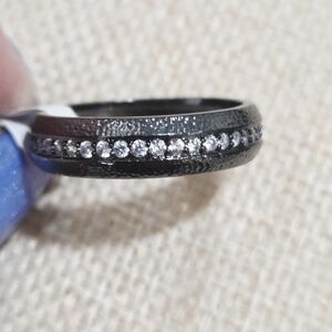 Black Rhodium Ring with A CZ Accents